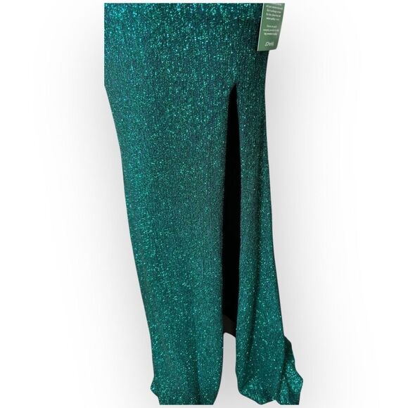 NWT City Triangles Womens Glitter Jersey Knit Gown Green Size 3 - Picture 4 of 16